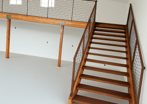 COMMERCIAL STAIR- MESH STAIRS WOOD